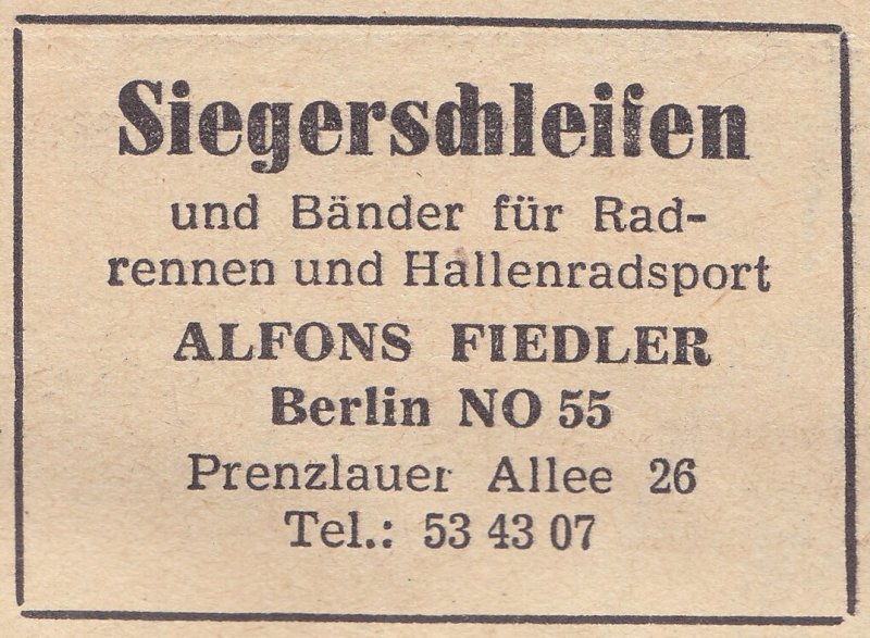 Datei:Anzeige Alfons Fiedler Radsportwoche 1957.jpg