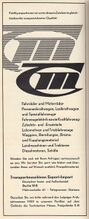 Anzeige des Deutschen Außen- und Innenhandel Transportmaschinen Export-Import, 1959.