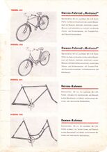 Prospekt der Hainsberger Metallwerke für "NATIONAL"-Fahrräder, um 1950, Seite 2.