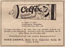 Anzeige für Ölfix-Fahrradöl, März 1955.