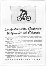 Anzeige für Bücher zum Thema Radsport, 1960.