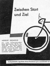 Anzeige für das Buch Zwischen Start und Ziel, 1958.