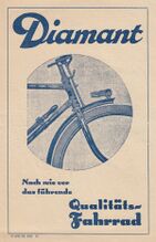 Anzeige, Mai 1951. Die Abbildung des Fahrrades stammt noch aus den 1930er Jahren.