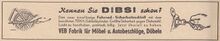 Anzeige für das Fahrradschloss DIBSI, 1954.