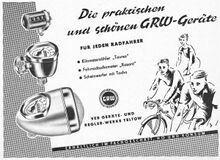 Werbeanzeige für GRW-Produkte, 1950er Jahre.