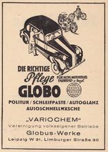 Anzeige für GLOBO-Pflegemittel, 1950.