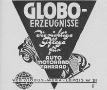 Anzeige für GLOBO-Pflegemittel, 1957.