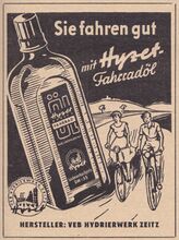 Anzeige für Hyzet-Fahrradöl, 1956.