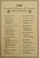 Anzeige aus dem Deutschen Länder-Adressbuch von 1947 mit Produktionsstätten und -programm der VVB IFA.