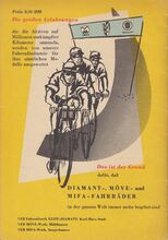 Gemeinsame Anzeige für Fahrräder von Diamant, Mifa und Möve, Juli 1958.