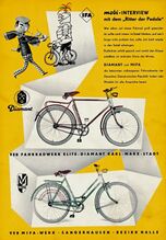 Gemeinsame Anzeige für Fahrräder von Diamant und Mifa, 1963.