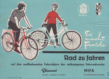 Gemeinsame Anzeige für Fahrräder von Mifa und Diamant, 1962.