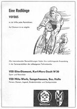 Gemeinsame Anzeige für Fahrräder von Mifa und Diamant, 1963.
