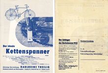 Werbeblatt für Kettenspanner (noch nicht als SPANNFIX bezeichnet!) als Postwurfsendung, 1953.