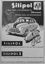 Anzeige für SILIPOL-Produkte, 1956 und 1957.