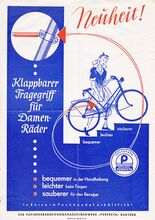 Anzeige für den Fahrradtragegriff des VEB Papierverarbeitungsmaschinenwerk "Perfecta" Bautzen, 1958.