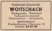 Eintrag zur Firma Woitschach im Berliner Stadt-Adressbuch, Teil III Branchen und Bezugsquellen, 1951.