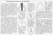 Information über die Gütezeichen in einer Messinformation, 1957.