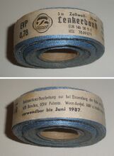 VEB Bandtex - Lenkerband Zeitraum: 1980er Jahre Verwendung: Diamant-Rennräder Material: Textil (Zellwolle) Farben: blau, grün, rot, gelb, silber Bemerkungen: Spule zu 5m x 2cm