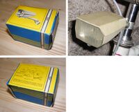 Scheinwerfer Typ 8707.24 Zeitraum: 1971 bis 1990 Verwendung: Tourensporträder, Sporträder, Klappräder Material: Kunststoff Ø Lichtaustritt: -- Farben/Varianten: weiß Bemerkungen: Gehäuse zumeist vergilbt