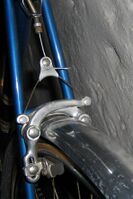 Mittelzugfelgenbremse von Rasant; verbaut an Diamant-Rennrädern von 196? bis 1990; Material: Aluminium