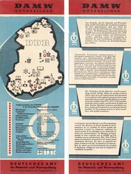 Information zum DAMW und den Gütezeichen, 1959. (Einleger aus dem Messekatalog zur Leipziger Frühjahrsmesse 1959.)