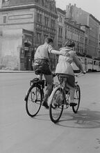 Radfahrer in Leipzig. (1955)