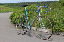 Ausstattung: 3ttt-Vorbau, Rasant TYPE 700 Bremsen und Bremshebel, Campagnolo Umwerfer, Campagnolo Omega Felgen mit Pneumant Course de la Paix Schlauchreifen ...