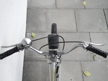 Optisch ergab sich an diesem Fahrradmodell ein durchaus stimmiges Bild. Der gebogene, relativ schmale Lenker liegt gut in der Hand, auch auf längeren Strecken.