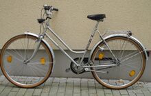 Das Fahrrad weist kaum Nutzungsspuren auf, weshalb anzunehmen ist, dass es sich im Originalzustand befindet. Die Gumwall-Reifen sind von Continental. Reste eines grau/blauen Kleidernetzes waren im Fundzustand noch vorhanden.