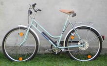 Kaum gebrauchter Originalzustand, Seitenständer vermutlich als Zubehör. Kleidernetz fehlt.