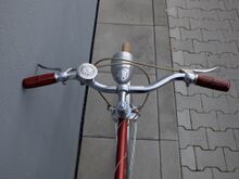 Fahrradklingel von M Ruhla, Diamant-Flachlenker bereits in "schmaler" Ausführung (ohne Griffe 54,5 cm breit).