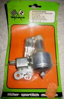 Dynamo Typ 8007.4 Zeitraum: 19?? bis 1990 Verwendung: für den Export in die Niederlande und BRD Material: Aluminium, Stahl (verzinkt) Unterteil: Kunststoff Bemerkungen: gleiche Merkmale wie übrige FER-Dynamos, in originaler Verkaufsverpackung (Blister)