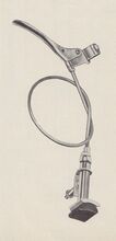 Seilzug-Stempelbremse "Modell 8170" von FZTW Zeitraum: 195x bis 195x (hier: 1954) Verwendung: Material: Stahl (verchromt) Bemerkungen: "Bowdenzug mit hellfarbiger Umhüllung"