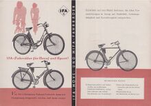 Information über Fahrräder in einem IFA-Werbe-Terminkalender für das Jahr 1952 (Drucklegung: 1951).
