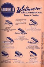 Das Angebot an Kowalit-Reifen im Katalog des West-Berliner Händlers Hörmann von 1959/60.