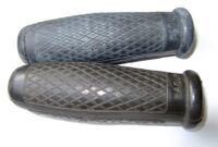 "HAGUFA" - Fahrradgriffe Prägung: VEB HAGUFA Zeitraum: vermutlich 50er Jahre Verwendung: Möve Modell 100, Zubehörteil Material: Gummi Farben: schwarz Bemerkungen: --