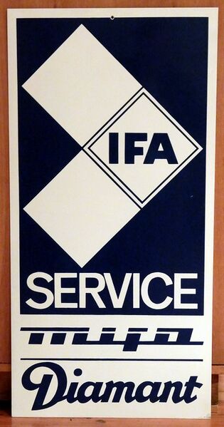 Datei:IFA Service Mifa Diamant Schild Kunststoff.jpg