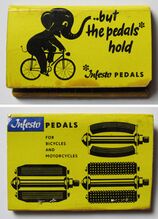Streichholz-Heft mit Infesto-Werbung für internationale Geschäftspartner, 1960er Jahre.