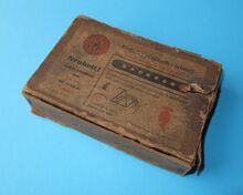 Händler-Karton für Kabelverschluss-bänder von Otto Seidel. Hergestellt 1957.