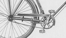 Zeitraum: 1950er Jahre Hersteller: Verwendung: Export-Tourenräder, Damen-Tourenräder Material: Stahlblech, farbig oder schwarz lackiert Bemerkungen: geklemmte Befestigung des Halters, lange Ausführung
