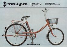 Mifa Modell 512 (Katalogabbildung 1986) Der Hintergrund für die Änderung der Typennummer ist unklar, doch gab es im gleichen Zeitraum verschiedene Anpassungen in der Modellpalette von Mifa.