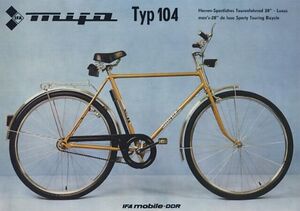 In einem Prospektblatt von 1983 ist das Modell 104 mit der Gabel der Sporträder abgebildet.