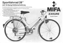 Prospekt zu den neuen "Exkurs"-Modellen, Rückseite mit dem Modell 258, 1989.