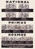 Prospekt für Fahrräder der Marken National, Primus und Kosmos, etwa Mitte der 30er Jahre, Seite 2.