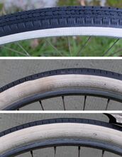 Tourenreifen Zeitraum: ? Breite: 1.75 (47 mm) Für Laufradgrößen: zumindest für 26" Verwendung: vrmtl. nur für Export Bemerkungen: schwarz mit weißen Flanken (Weißwandreifen)