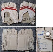 Rennfahrer-Handschuhe Zeitraum: hier: 1989 Hersteller: VEB Arnstädter Handschuhfabrik