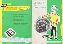 Französischsprachiger Reklamezettel, Vorder- und Rückseite, 1962.