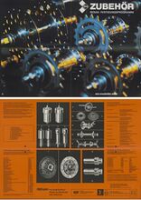 Doppelseitiges Informationsblatt u. a. mit dem Fahrradteile-Fertigungsprogramm, Anfang/Mitte der 1980er Jahre (nach 1981).