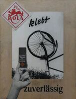 Werbeplakat für "Rola"-Flickzeug.